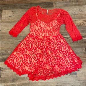 Red lace dress by Free People